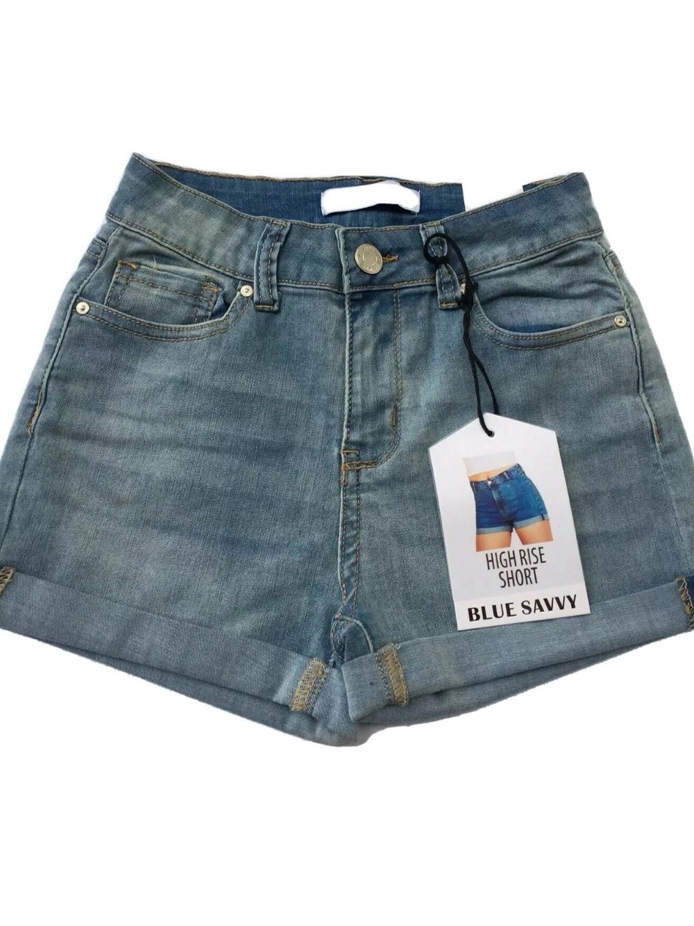 High-Rise Super Stretch Rayon Women's Junior Denim Shorts - Blue size 11/30